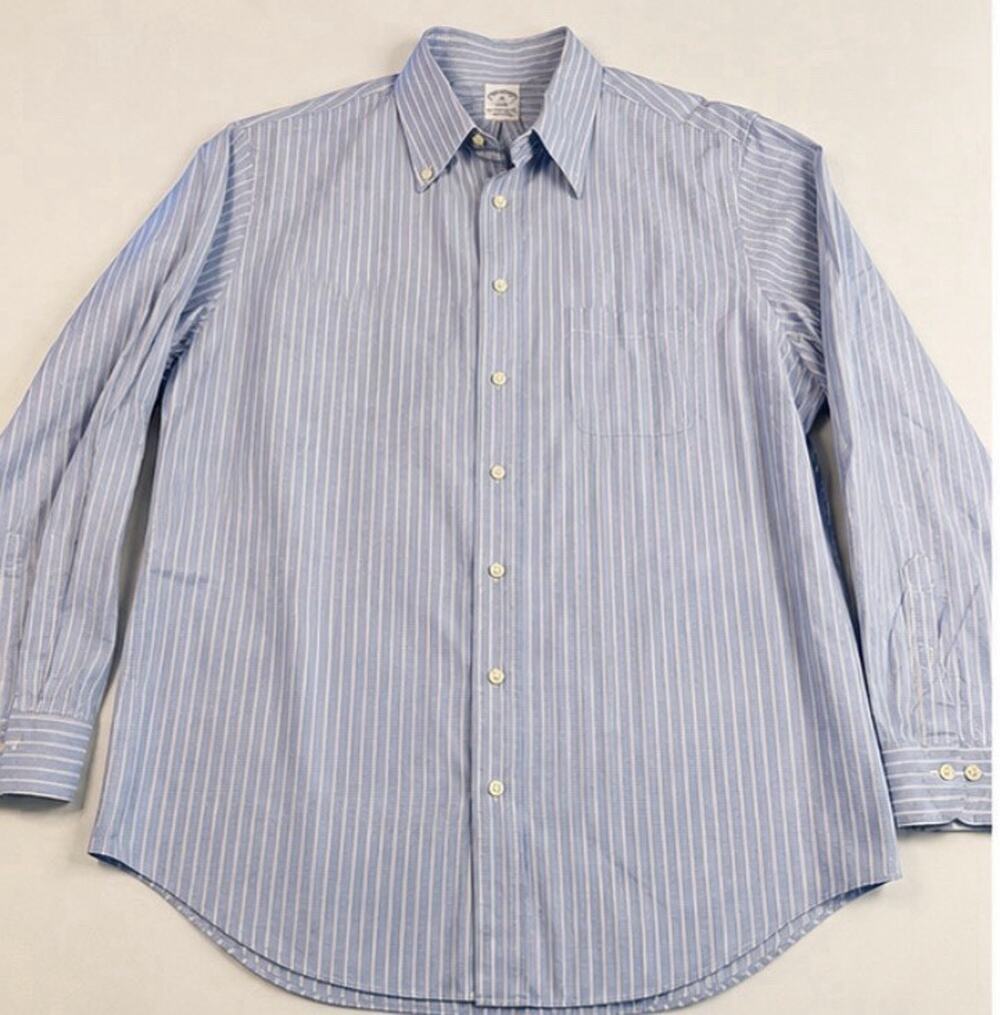 Brooks Brothers 1818 RegentMen's XL Blue White StripeButton Down Dress Shirt